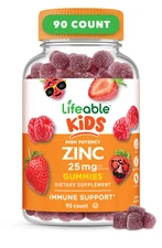 Lifeable Zinc for Kids - Great Tasting Berry Flavor Gummy - 90 Count
