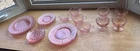 24 Pc Jeannette Pink Poinsettia Dinnerware Set 4/6 Pc Set Depression Glass Vntg