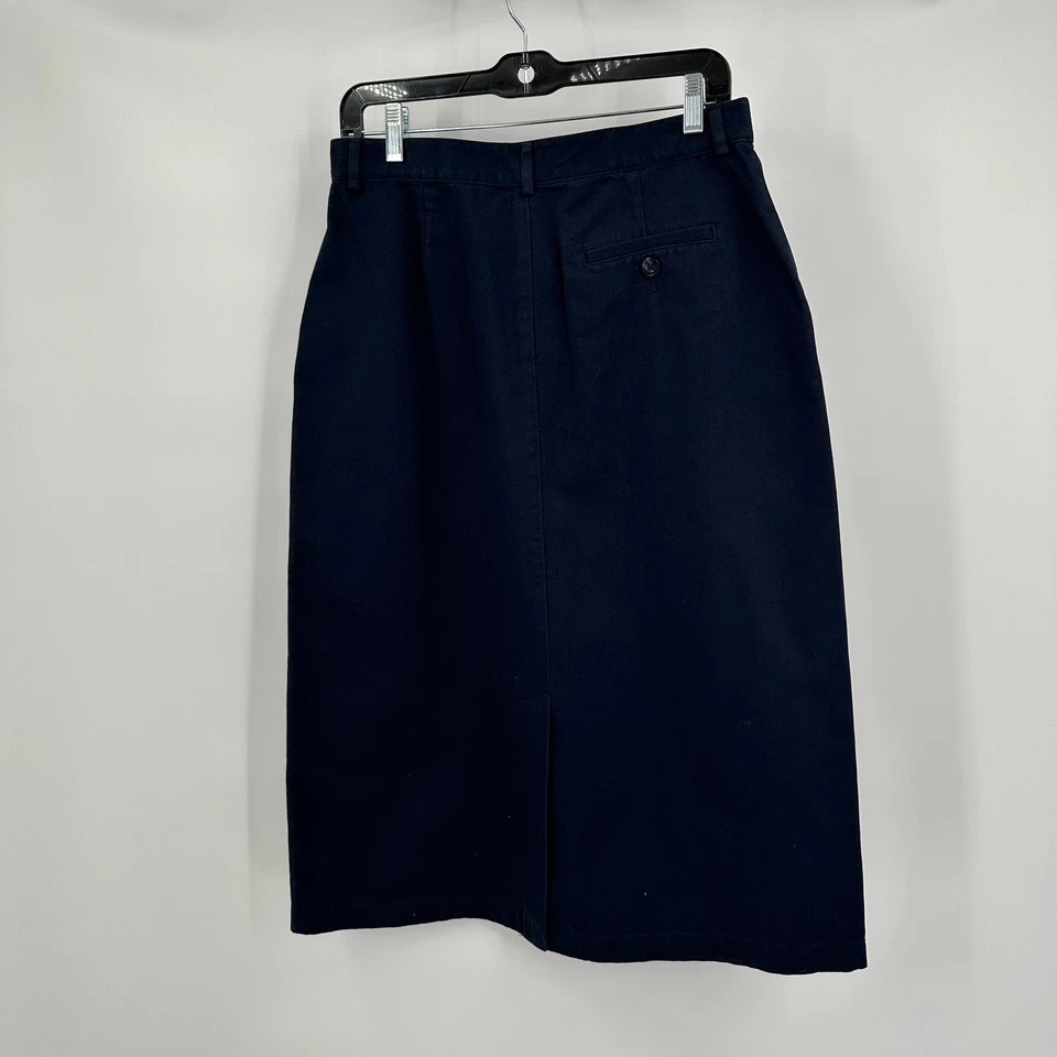 Falda LL Bean Mujer Talla 10 Azul Marino Midi Calce Original Clásica Minimalista Atemporal Foto 2 de 4