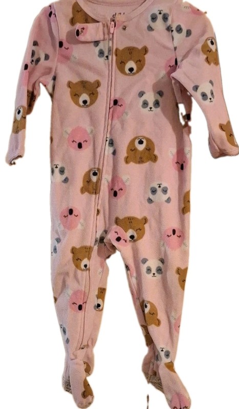 Child of Mine by Carter's 18M Pink Fleece Footed Zip One Piece Sleeper Panda