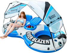 River Tube with Canopy for 1 or 2 Person - Heavy Duty Inflatable Water Float wit
