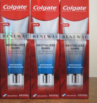 3x Colgate Toothpaste Renewal Gum Restoration Whitening Cool Mint Gel 3oz 5/23