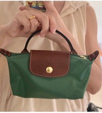 Longchamp Le Pliage Original Mini Pouch With Handle No Strap sage color