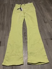 Size 6 Short River Islan Flare Jeans, Bright Green