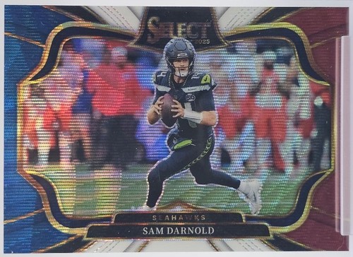 2025 Panini Select - Concourse Sam Darnold #13 Zebra Prizm Seattle