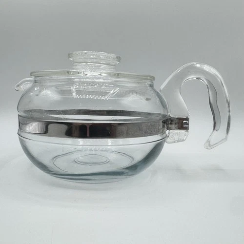 Vintage MCM Pyrex Flameware Teapot Coffee Glass 8336 6 Cup USA