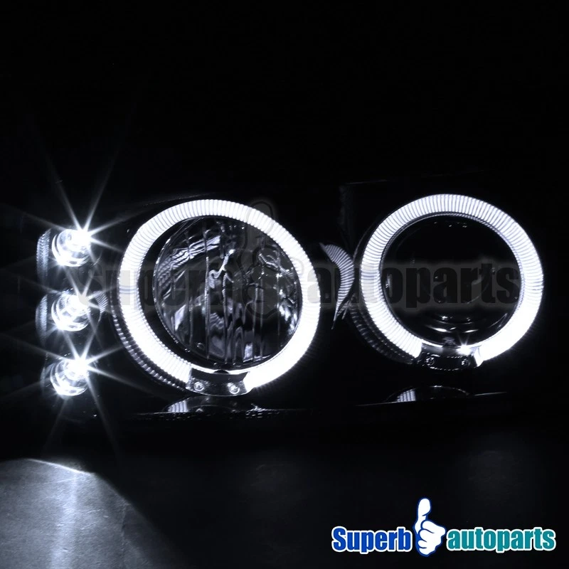 Fits 2000-2006 GMC Yukon LED Halo Projector Headlights+Bumper Lamps Smoke Foto 4 de 4