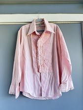 Tuxedo Shirt Lion of Troy Vintage Prom Disco Ruffle 60s 70s Mens L Or Xl