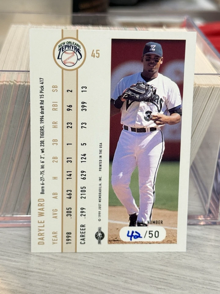 RARE! 1999 Just Minors Daryle Ward Black Border #45 Orleans Zephyrs #’d 42/50 - Image 2 of 2