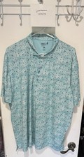 johnnie-O Kamp Printed Jersey Performance Polo Peacock Size XXL