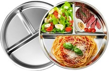 Stainless Steel Kids Plates, 9" Portion Control Divided Plates for Adults Toddle