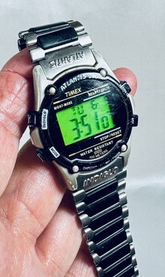Vintage Timex Atlantis 100 Men s Watch Indiglo Alarm Chrono - New Battery!