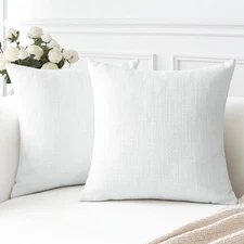 Linen Throw Pillow Covers Set of 2 Decorative Square Pillowcases Cushion Cove...