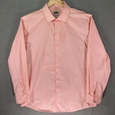 Kenneth Cole Dress Shirt Mens Large Blue Slim Fit Button Up Long Sleeve