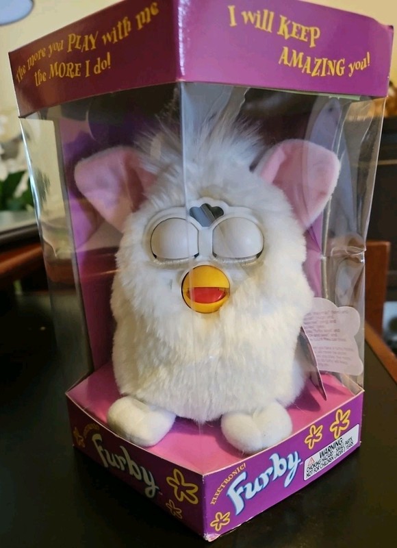 New Sealed 1998 Furby - Snowball with Pink Ears -Vintage Tiger Electronics
