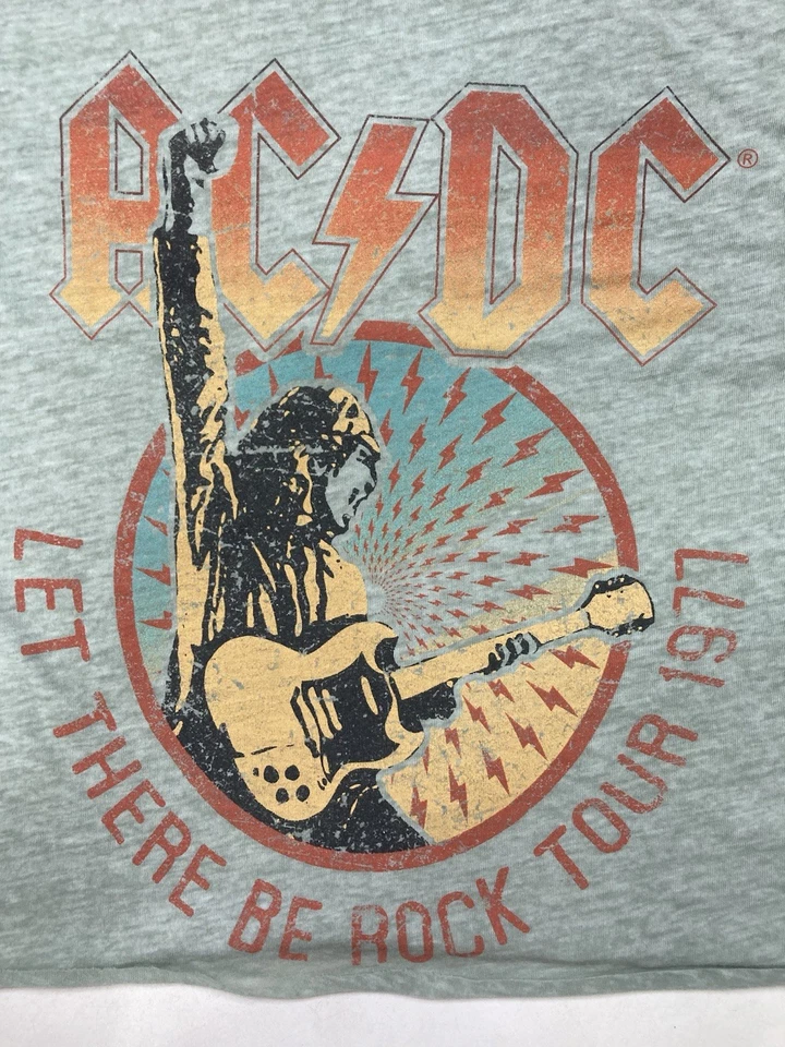 ACDC Tour 1977 Crop Graphic T-shirt Women Small Multicolor Short Sleeve Music - Изображение 2 из 4