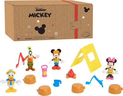 Disney Junior Mickey Mouse Funhouse 14 Piece Camping Figure Set, Preschool Toys,