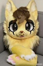 Fursuit Long haired Dog Fox Mascot Party Halloween Fur Cosplay(head+claws)