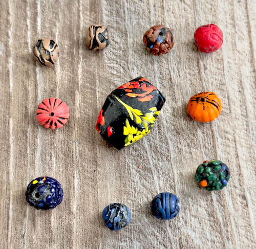 Artisan Handcrafted Glass Beads Multicolor Lot Imperfect