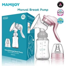 MAMIJOY Manual Breast Pump – BPA Free Suction Milk Bottle for Baby Feeding