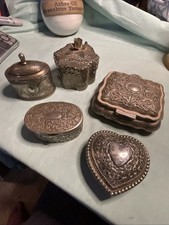 Lot Of Vintage And Antique Silver Plated Trinket Boxes