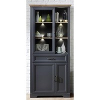 Wohnzimmer Vitrine Grau Standvitrine Led Esszimmer Buffetschrank Vitrinenschrank