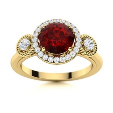 925 Silver Garnet Gemstone Statement Halo Throat Chakra Ring Jewelry