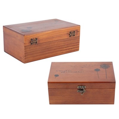Taraxacum Pattern Empty Box Household Vintage Wooden Sewing Box Needle Thread St