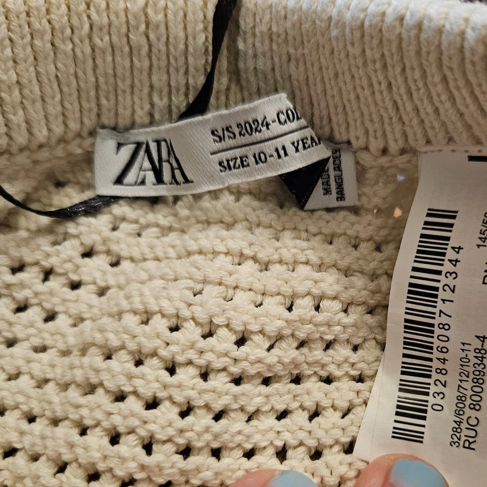 Falda festoneada tejida a ganchillo azul crema amarillo talla 10-11 de Zara para niñas Foto 2 de 2