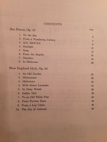 VNTG MacDowell Sea Pieces & New England Idyls Piano Sheet Music Free shipping - Picture 3 of 6