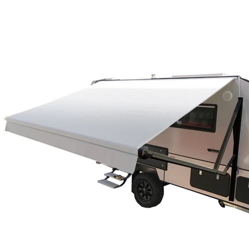 ALEKO Retractable RV Awning 16X8 ft Patio Camping Waterproof Vinyl Canopy Grey