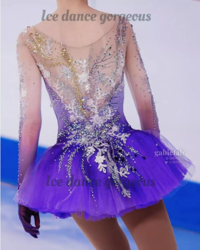 vestito competizione pattinaggio figura ghiaccio ginnastica costume danza vestito tintura - Foto 2 di 8