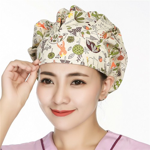 Doctors Nurse Hat Adjustable Floral Printed Bouffant Cap Hair Cover Worked Scrub - Picture 54 of 442
