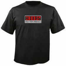 302 High Performance Black T Shirt Engine V8 Crate Motor Emblem Dz Race 5.0 Z28