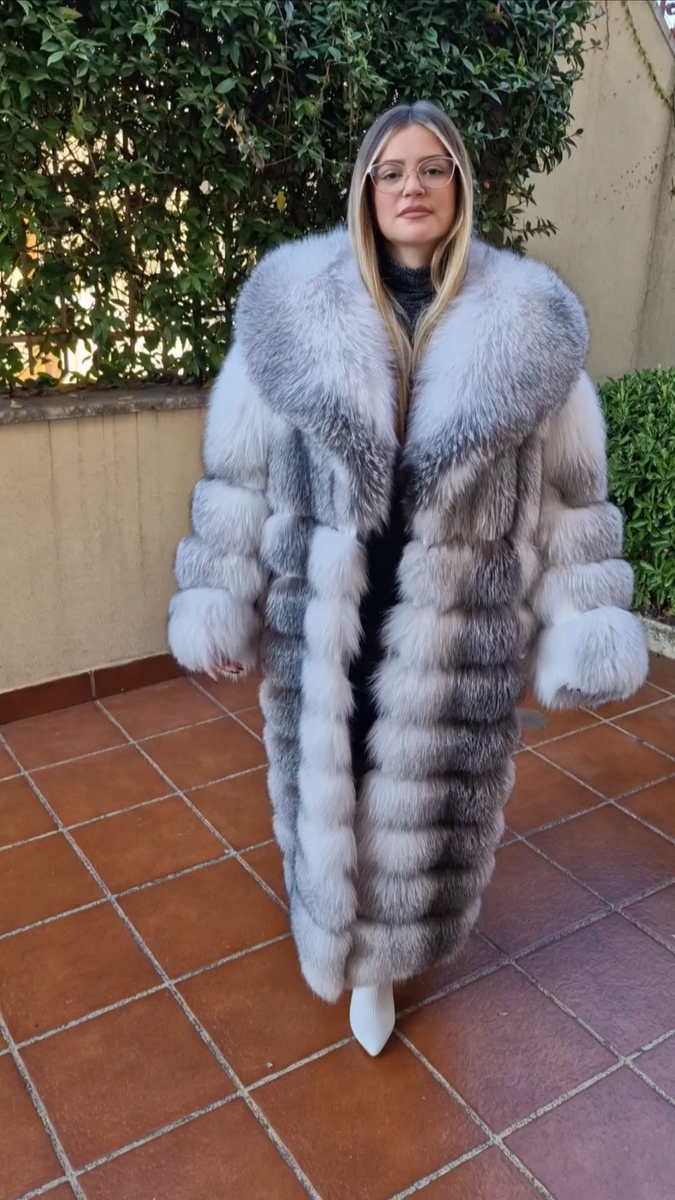 JACKET SILVER FOX FUR COAT FUCHS PELZMANTEL FOURRURE RENARD