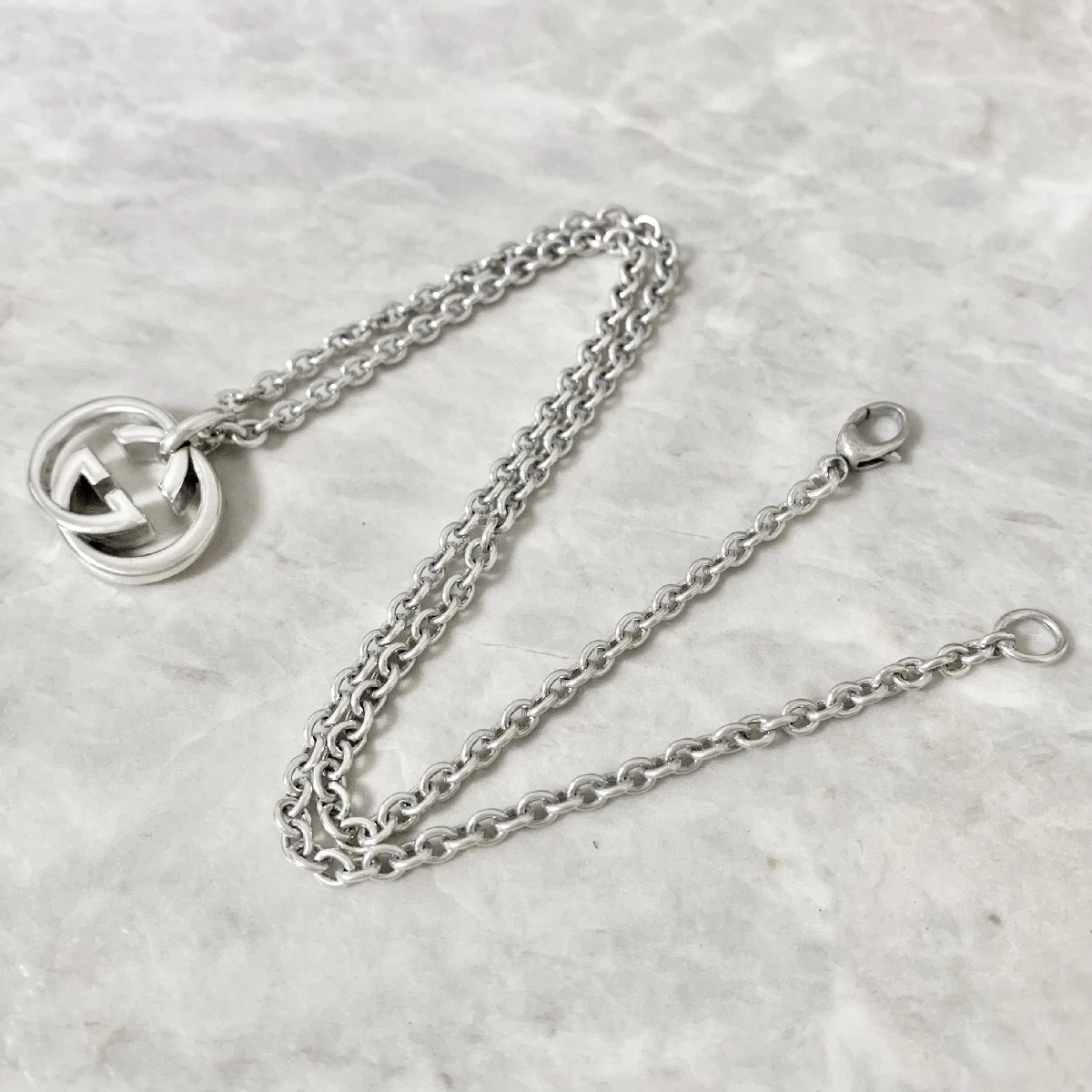 Collier GUCCI GG argent SV 925 homme chaîne logo 50 cm accessoires femme