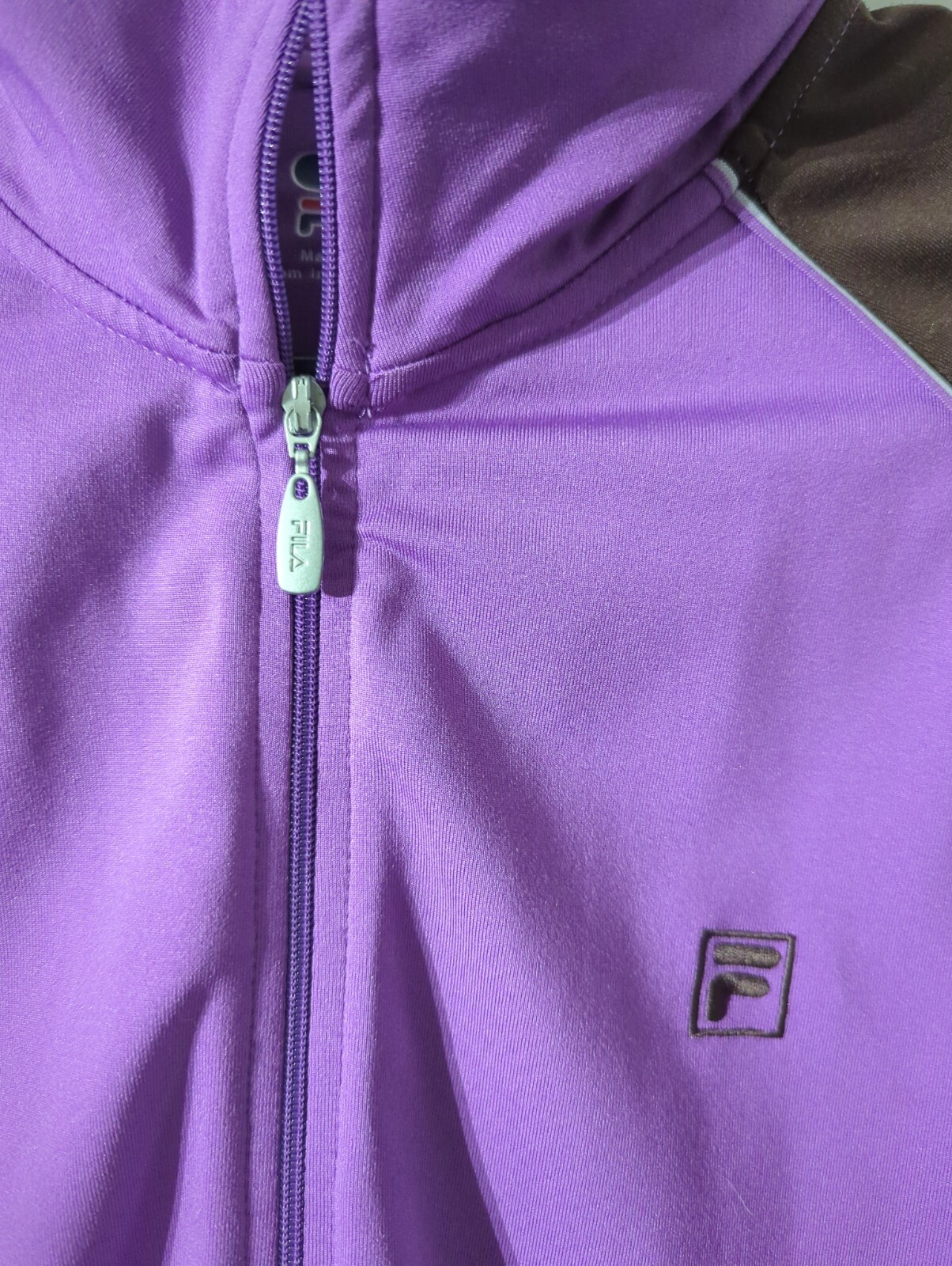 Giacca da pista Fila viola e marrone full zip Taglia L #J19