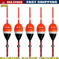 THKFISH 5pcs Fishing Floats Balsa Wood Float Spring Bobbers with Lead Oval Stick