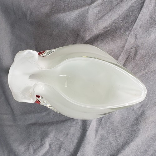Blown Glass Rabbit Candy Trinket Dish White Red Home Table Decor Vintage - Picture 7 of 11