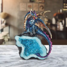 Medieval Dragon Guards Faux Crystal Cave 5.5"H Figurine Home Decor Unique Gift