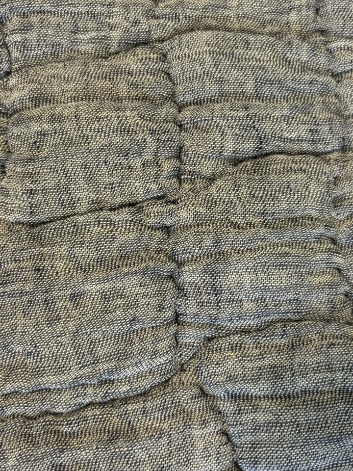 Pottery Barn Cloud Set Of 2 King Pillow Shams Handcrafted Linen Navy Blue EUC - Image 4 of 4