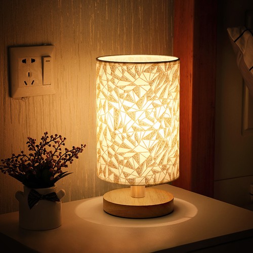 Modern Wooden Table Lamp LED Linen Night Light USB Powered Bedside Lamp JuxGH៚ - Picture 23 of 30
