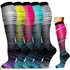 5Pairs Women Men Compression S/M-L/XL Stocking Knee High Graduated Support Socks