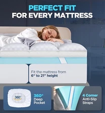 Dual Layer 4 Inch Memory Foam Mattress Topper for Pain Relief with 2X Support, 2