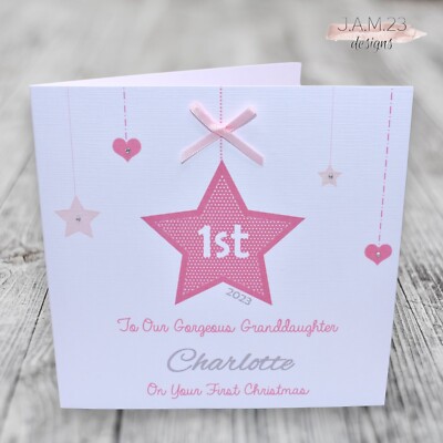 Personalised Girls 1st First Christmas Card Daughter Granddaughter Baby ...