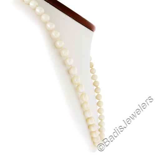 Vintage 30" Long 7.5-7.75mm Round Cultured Pearl Single Strand Slip On Necklace - Picture 2 of 6