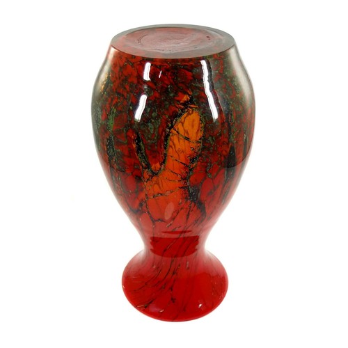 Große WMF Ikora Vase mit roten und gelben Oxideinschmelzungen - Bild 3 von 6