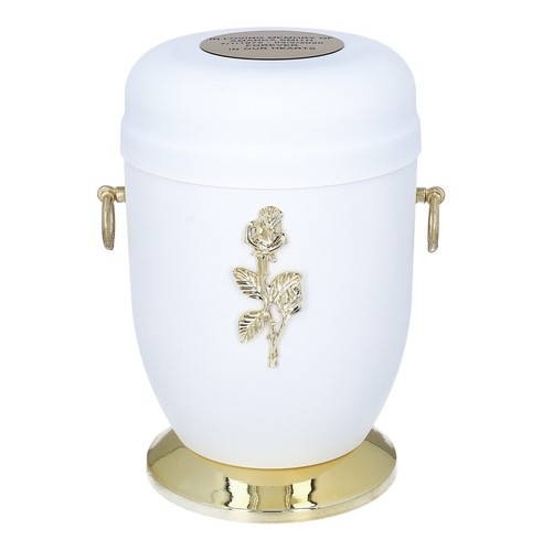 Wit metalen urn voor volwassenen met roos of kruis Crematie urn voor as - Imagen 8 de 10