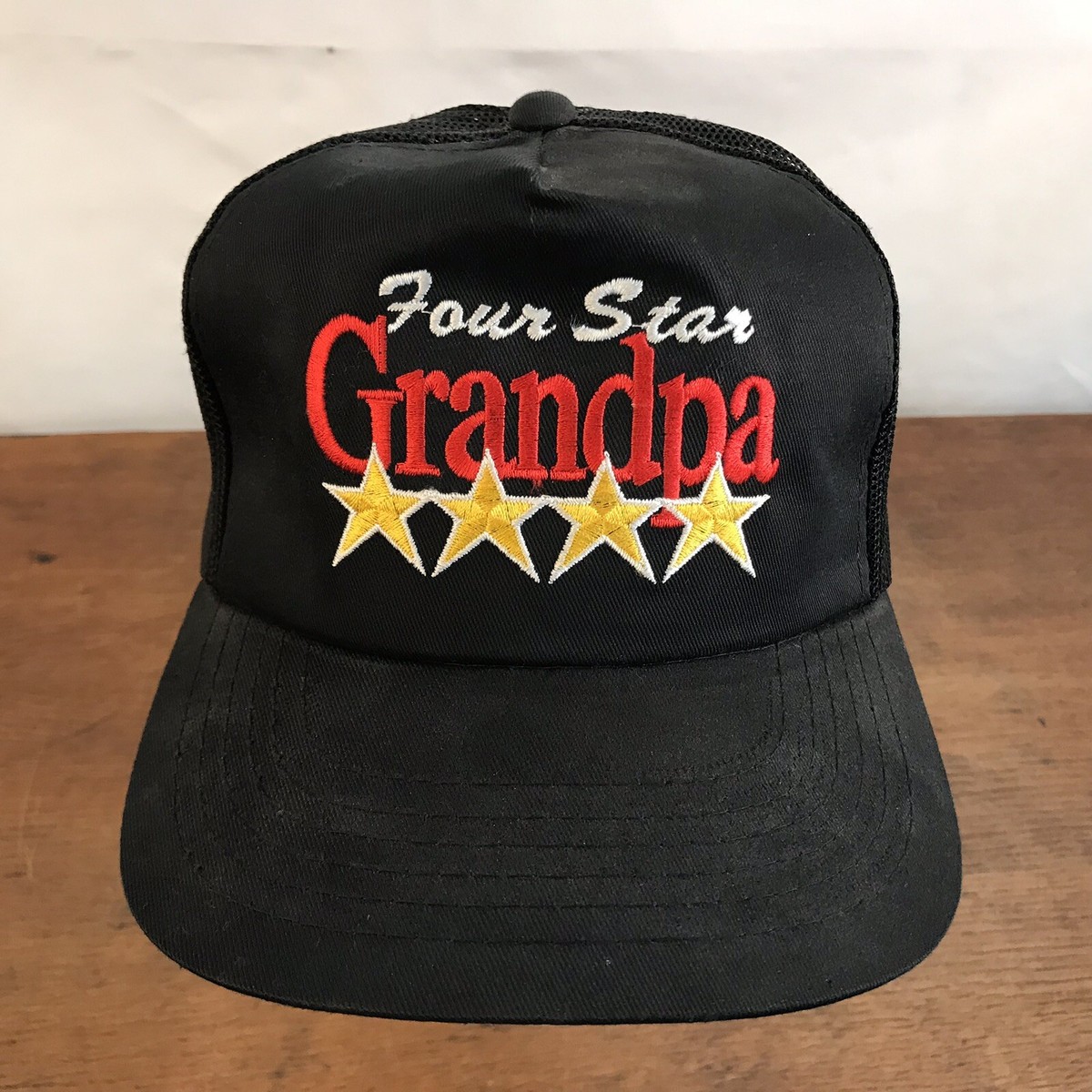 Four Star Grandpa Black Cotton & Mesh Snapback Trucker Cap