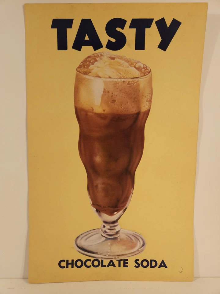 Póster de exhibición publicitario vintage de tienda de refrescos de helados c. 1940-1950 Foto 2 de 4